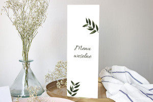 Menu weselne składane wolnostojące Ruscus