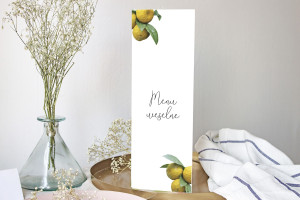 Menu weselne składane wolnostojące Cytrusy