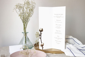 Menu weselne składane wolnostojące Bawełna