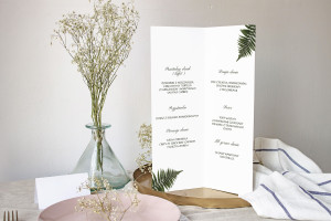 Menu weselne składane wolnostojące Paprotka