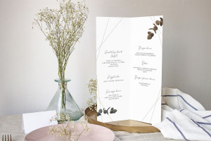 Menu weselne składane wolnostojące Geometryczne Boho