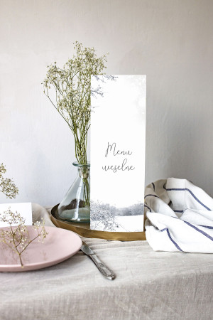 Menu weselne składane wolnostojące Biała Magia