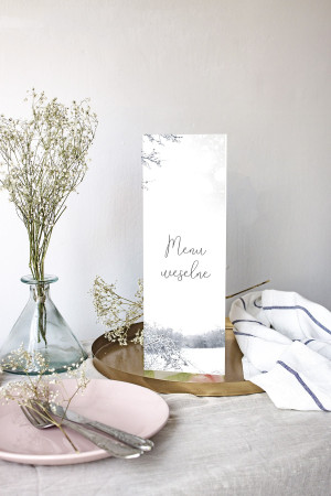 Menu weselne składane wolnostojące Biała Magia