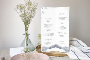Menu weselne składane wolnostojące Biała Magia