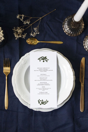 Menu weselne Geometryczny Ruscus