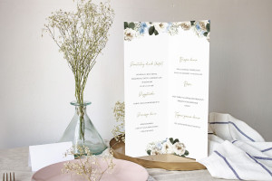 Menu weselne składane wolnostojące Angielska Róża