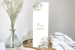 Menu weselne składane wolnostojące Gipsówka