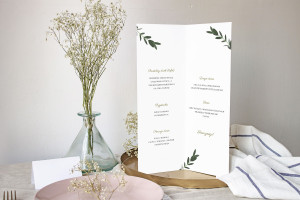 Menu weselne składane wolnostojące Greenery