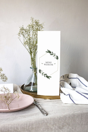 Menu weselne składane wolnostojące Greenery