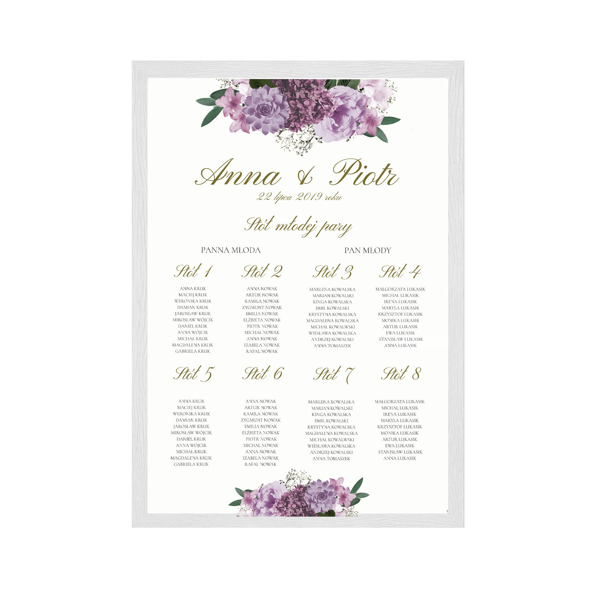 Plan stołów weselnych Violet Boho