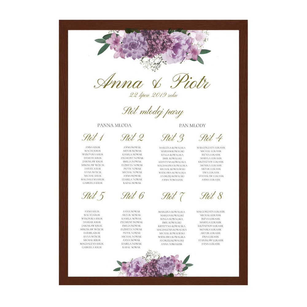 Plan stołów weselnych Violet Boho