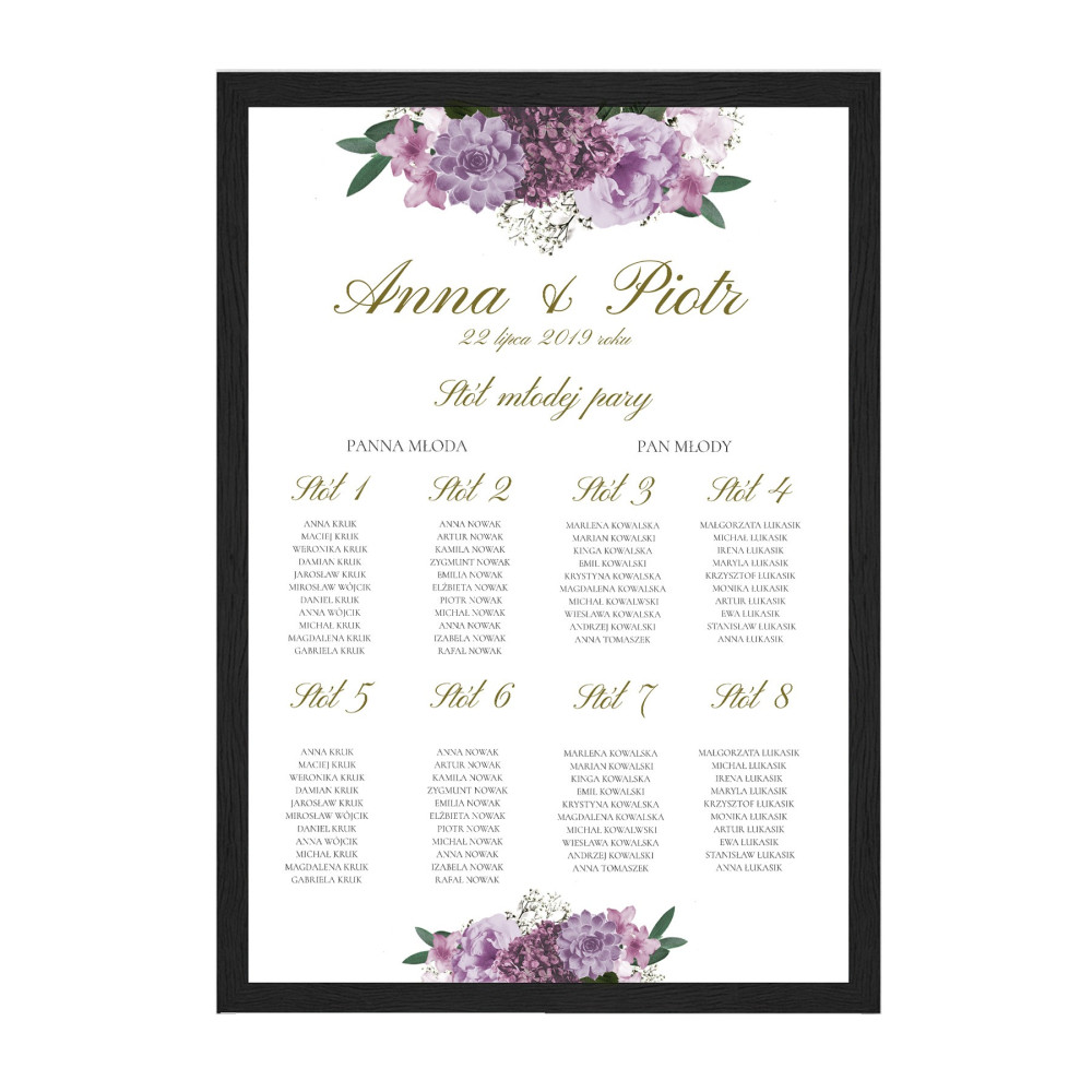 Plan stołów weselnych Violet Boho