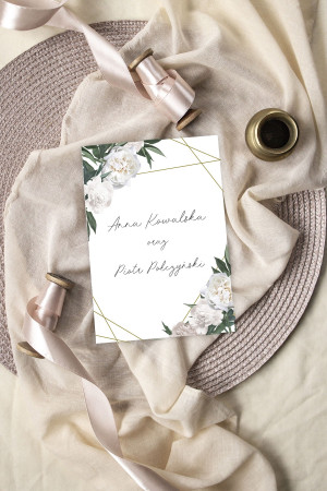 Zaproszenie ślubne składane White Peony
