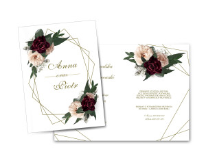 Zaproszenie ślubne składane Floral Marsala