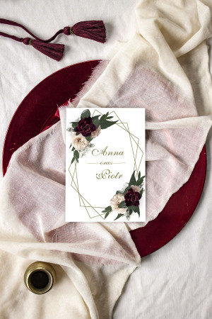 Zaproszenie ślubne składane Floral Marsala