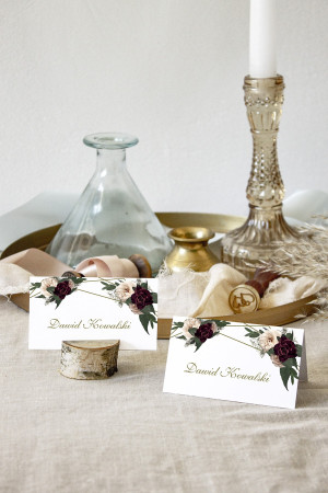 Winietki ślubne na stół Floral Marsala
