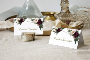 Winietki ślubne na stół Floral Marsala