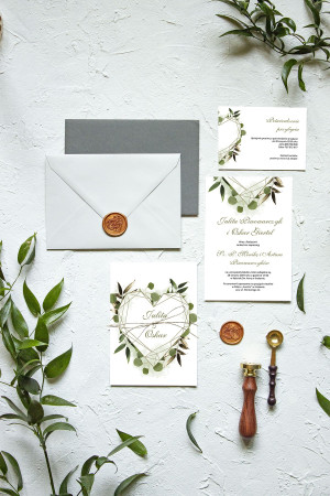 Zaproszenie ślubne z RSVP Greenery Heart