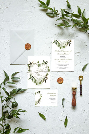 Zaproszenie ślubne z RSVP Greenery Heart
