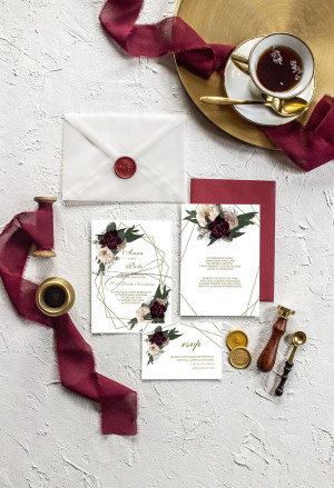 Zaproszenie ślubne z RSVP Floral Marsala