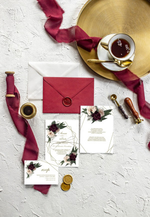 Zaproszenie ślubne z RSVP Floral Marsala