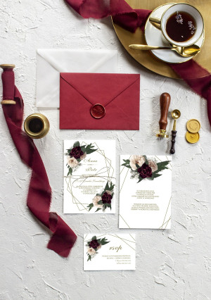 Zaproszenie ślubne z RSVP Floral Marsala