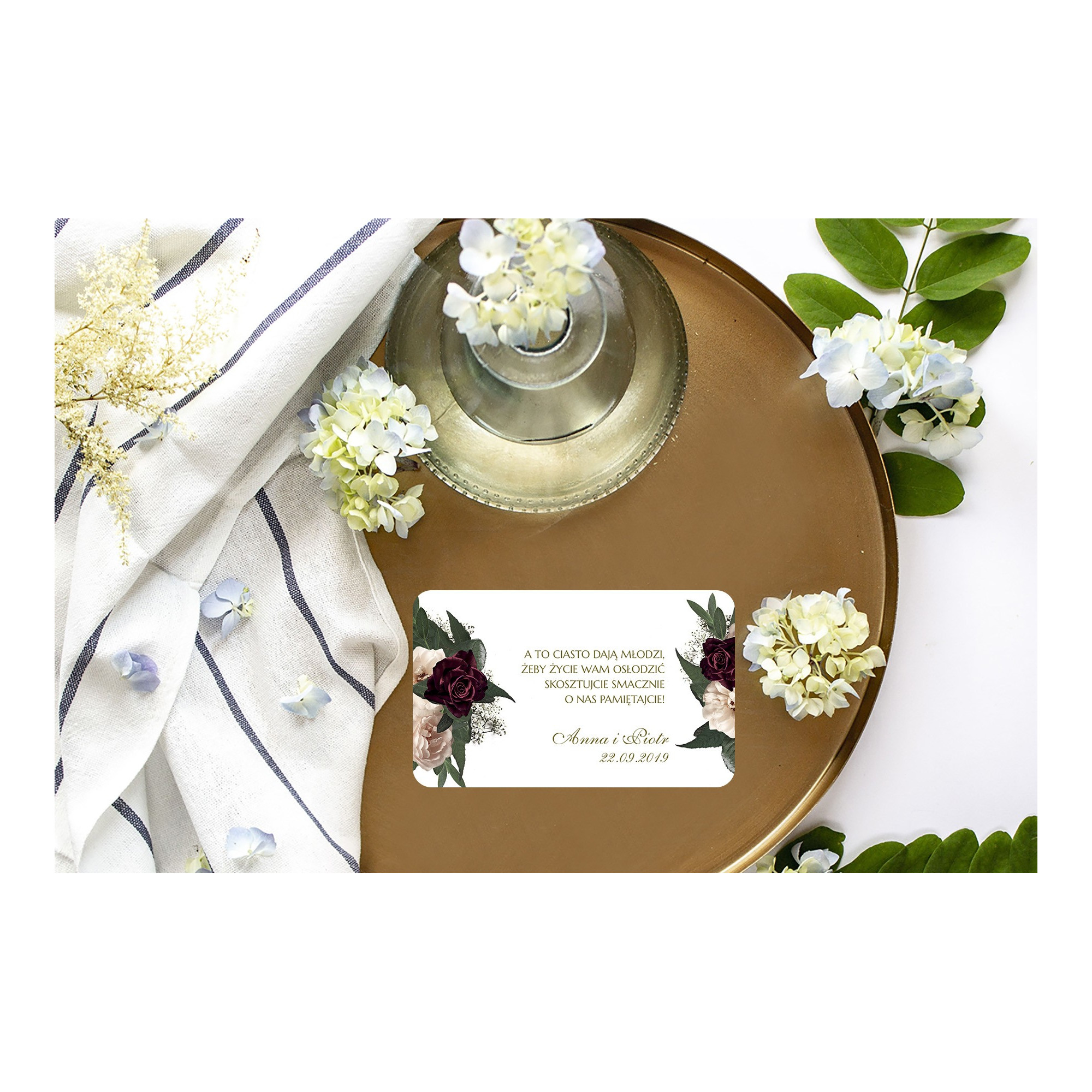 Naklejki na ciasto weselne 8szt Floral Marsala