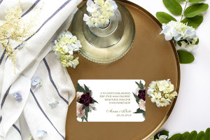 Naklejki na ciasto weselne 8szt Floral Marsala