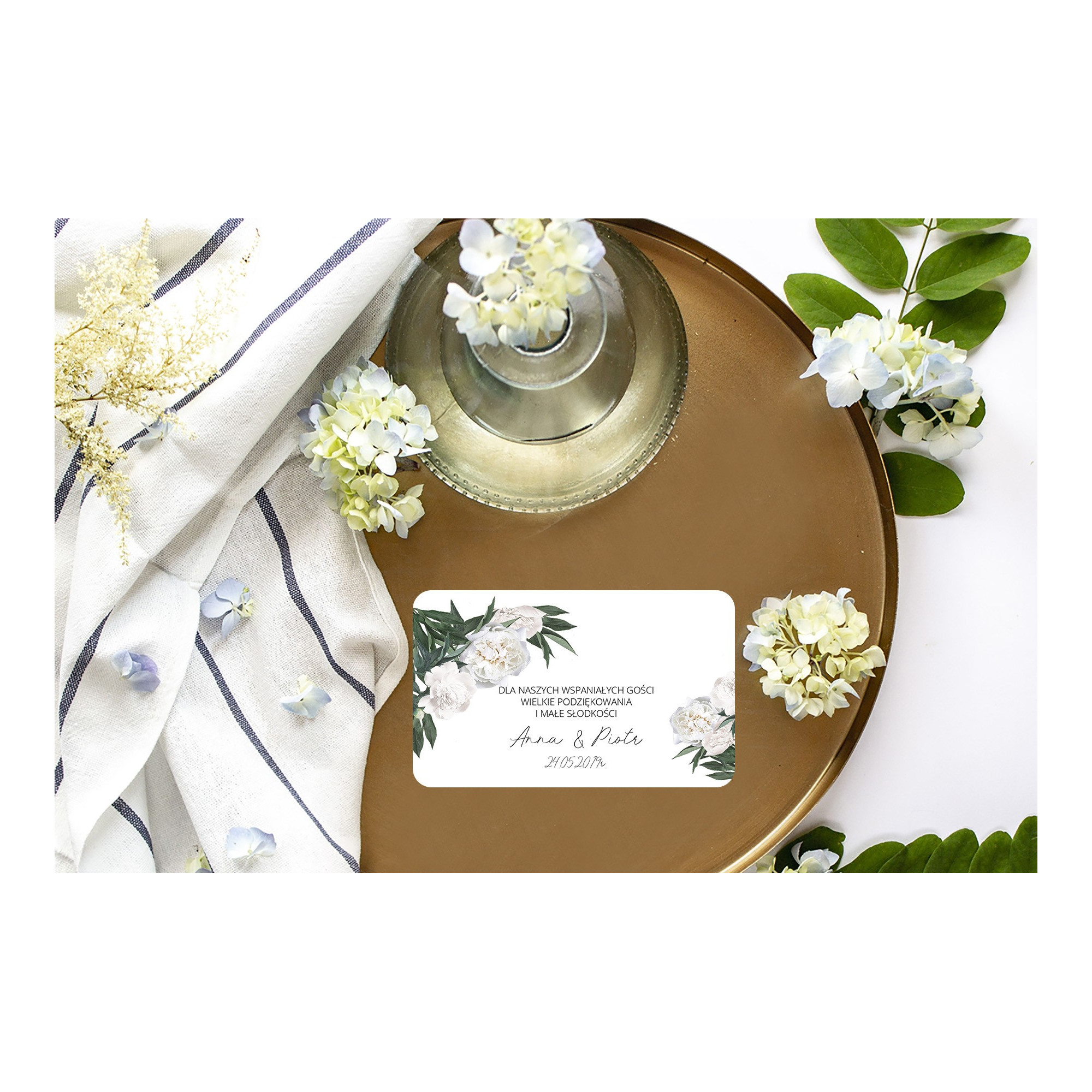 Naklejki na ciasto weselne 8szt White Peony