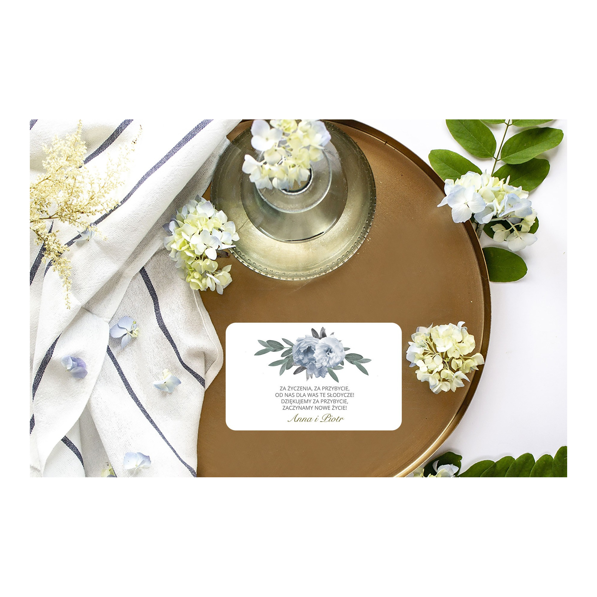 Naklejki na ciasto weselne 8szt Vintage Blue