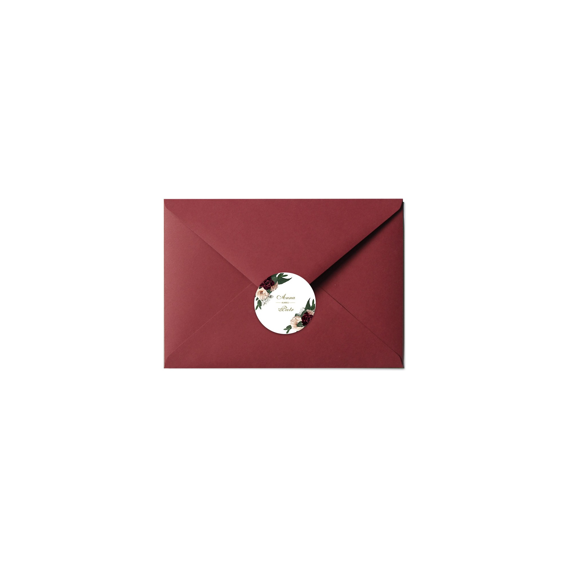 Naklejka / zaklejka na kopertę 24szt Floral Marsala