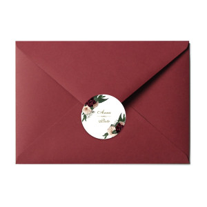 Naklejka / zaklejka na kopertę 24szt Floral Marsala
