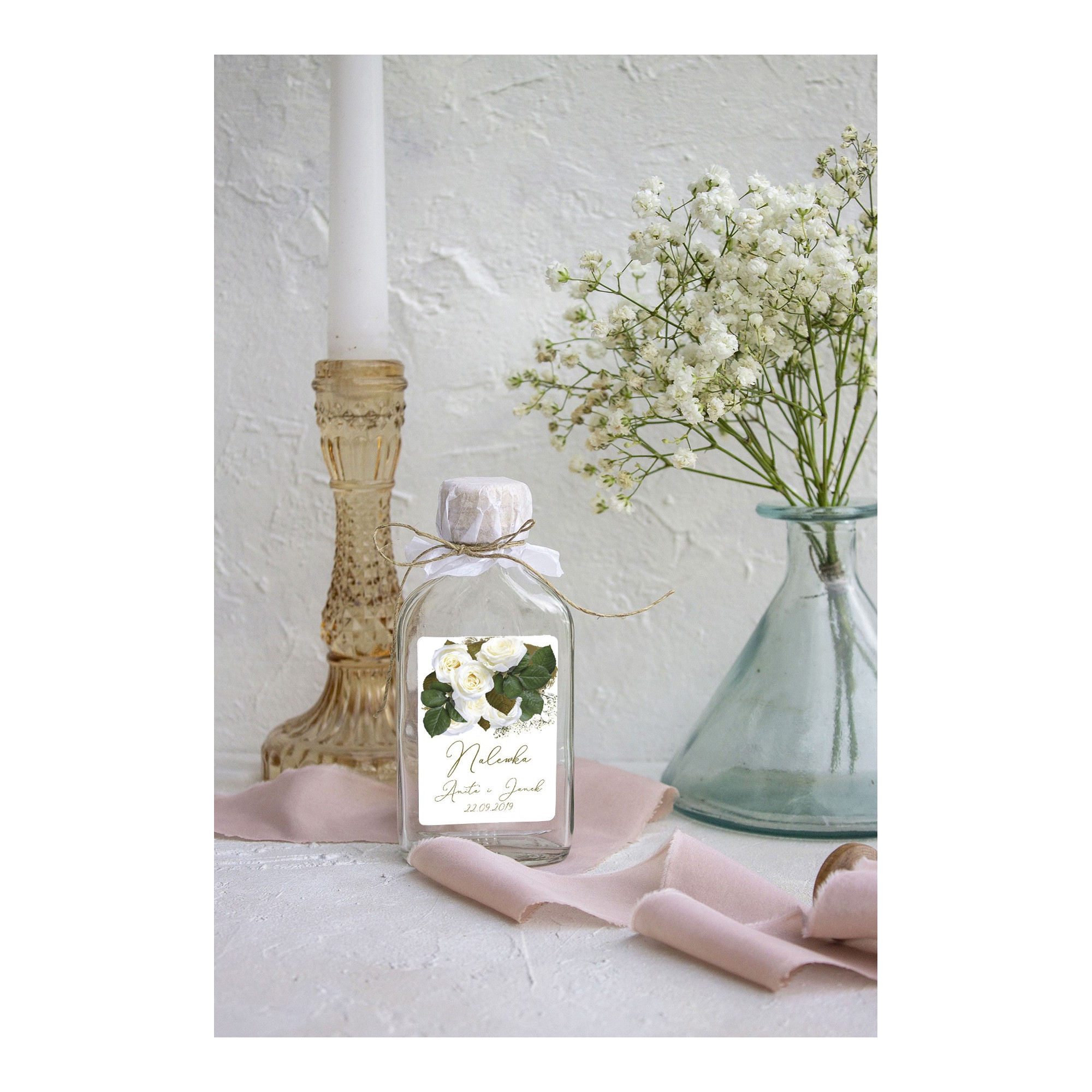 Naklejka na nalewkę, etykieta na butelkę Elegant Rose