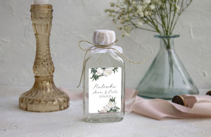Naklejka na nalewkę, etykieta na butelkę White Peony