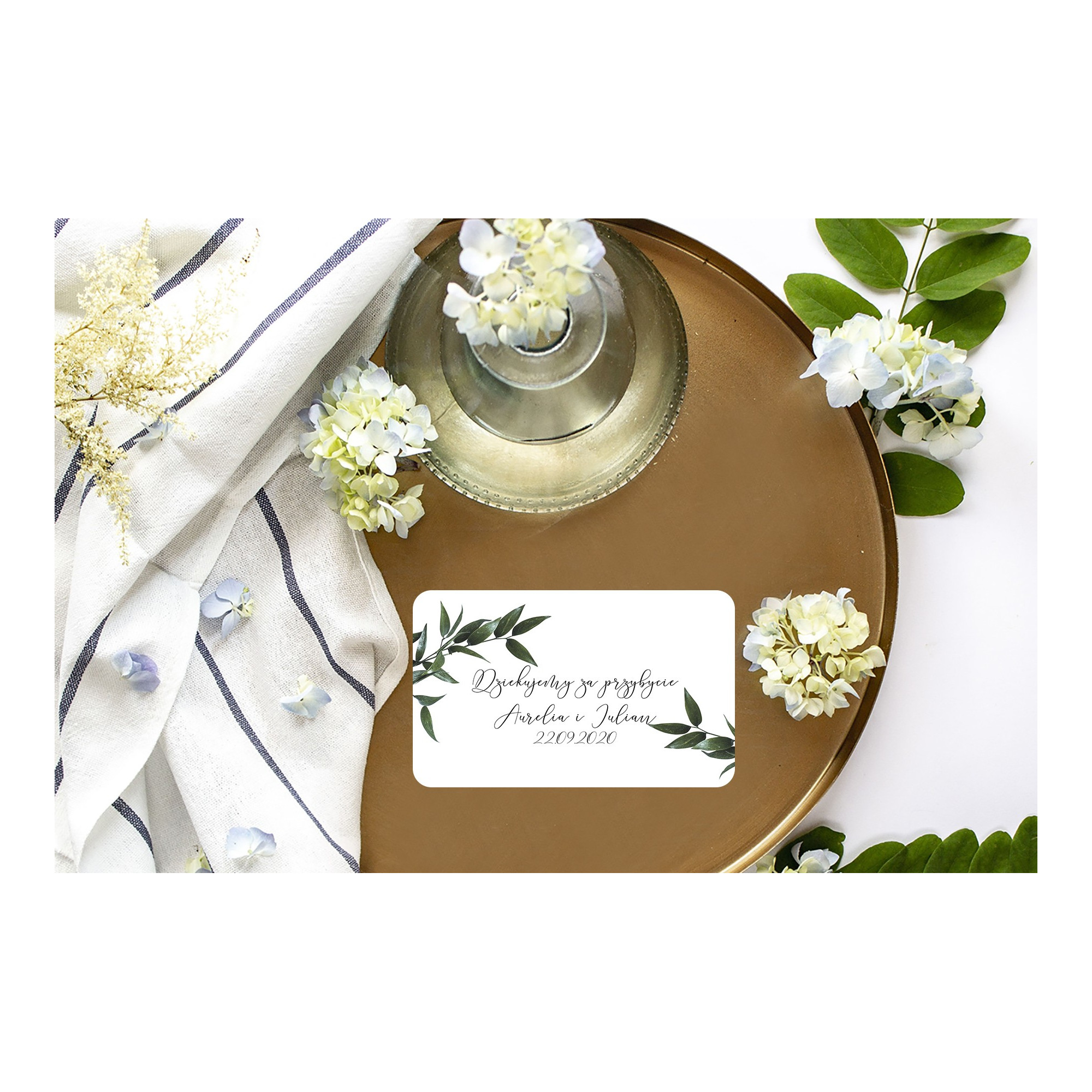 Naklejki na ciasto weselne 8szt Green Lush
