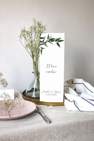 Menu weselne składane wolnostojące Green Lush