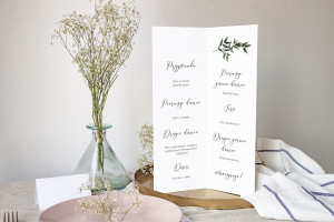 Menu weselne składane wolnostojące Green Lush