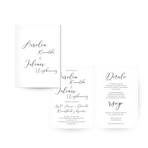 Zaproszenie ślubne składane Romantic Caligraphy