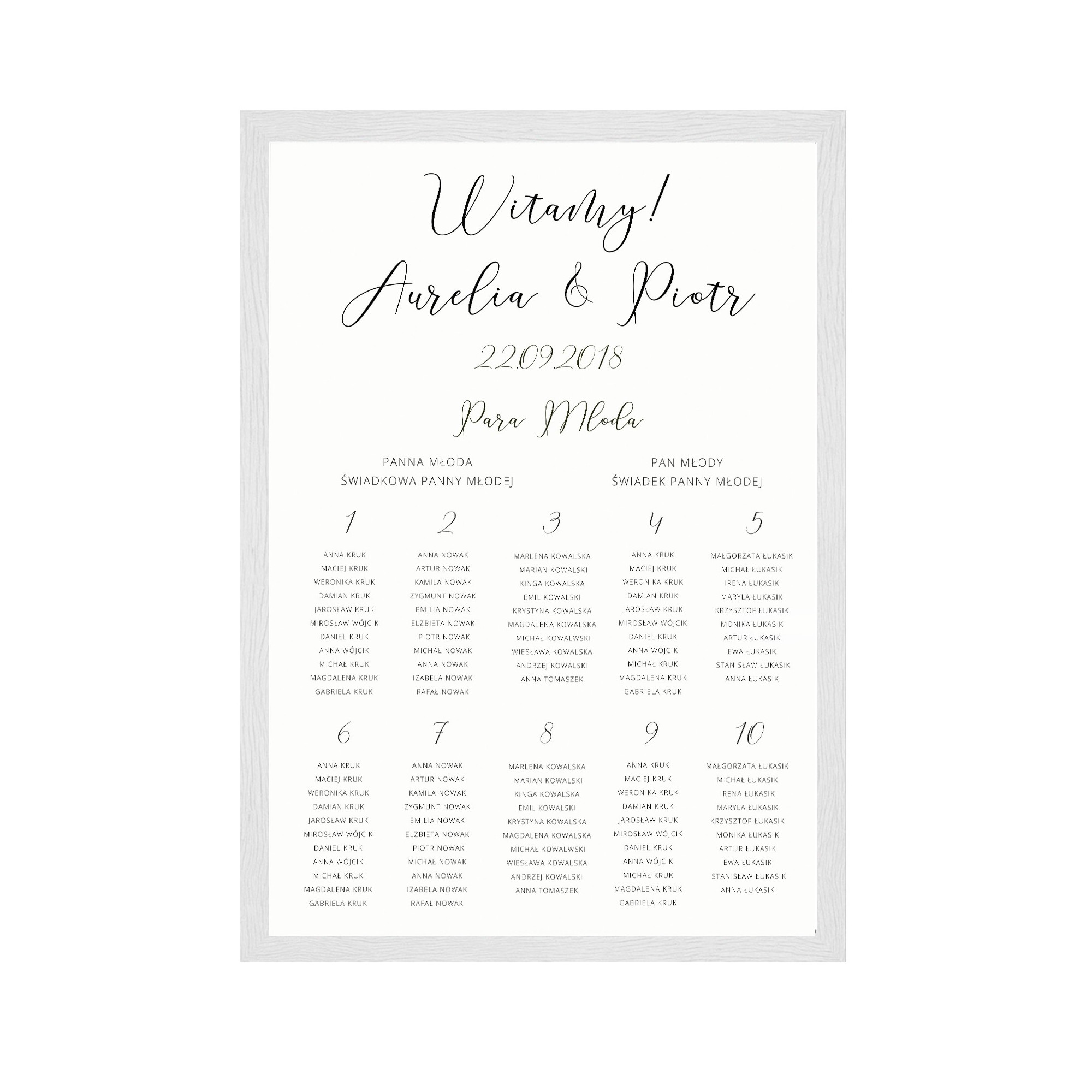 Plan stołów weselnych Romantic Caligraphy