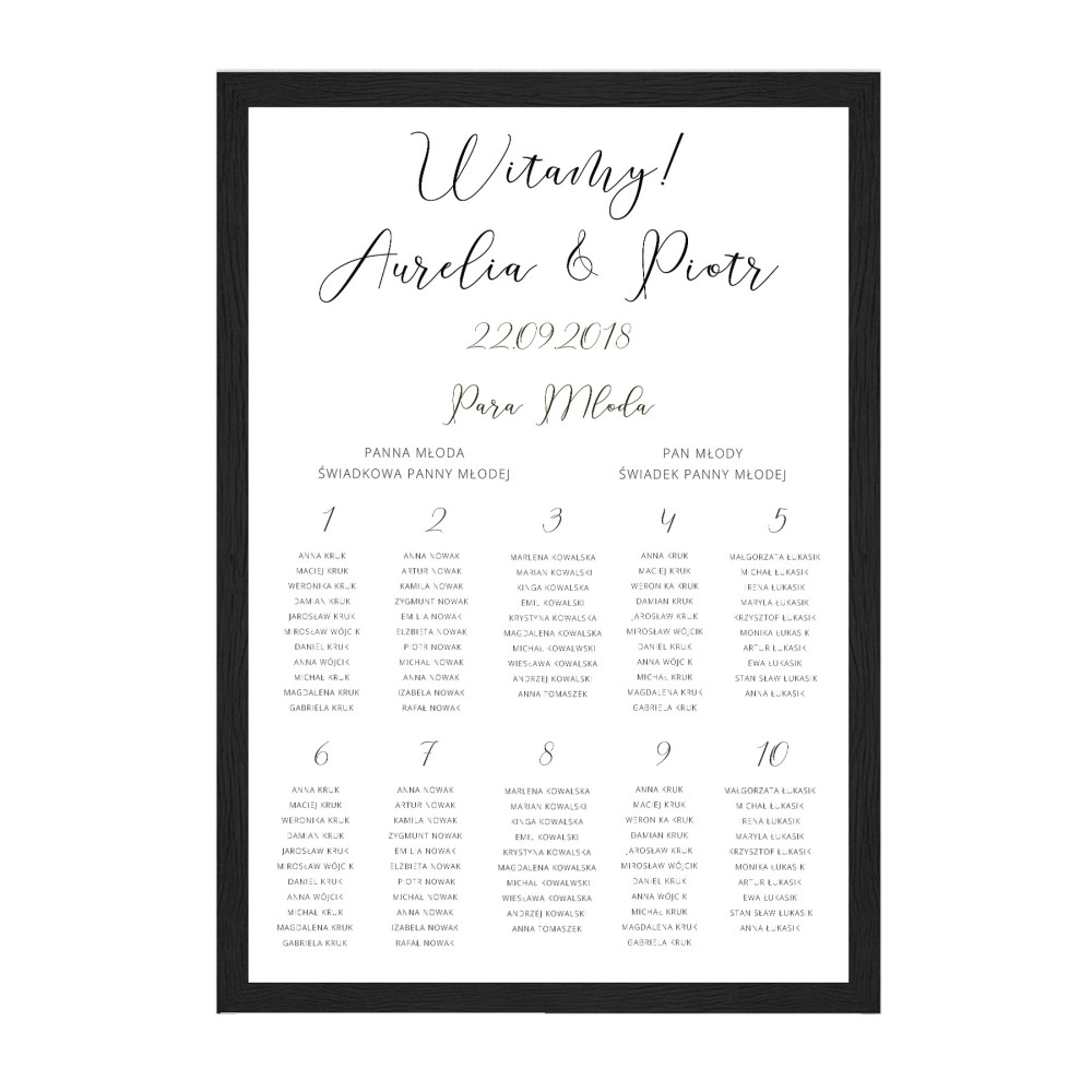 Plan stołów weselnych Romantic Caligraphy