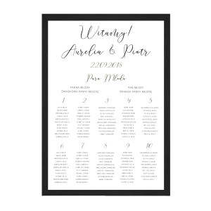 Plan stołów weselnych Romantic Caligraphy