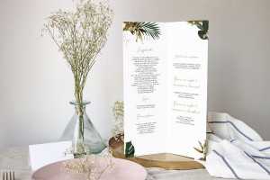 Menu weselne składane wolnostojące Tropical Luxury