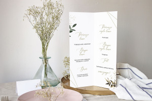 Menu weselne składane wolnostojące Gold Lush