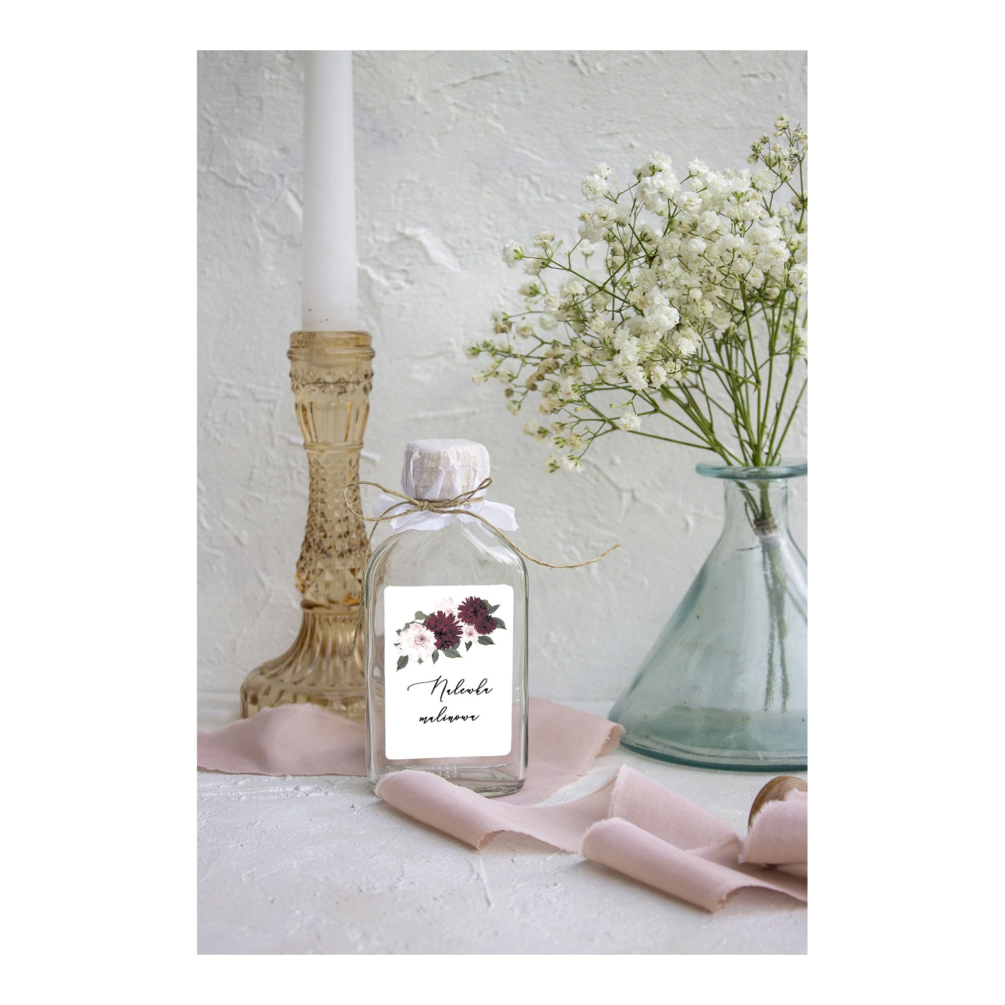Naklejka na nalewkę, etykieta na butelkę Rustic Burgundy