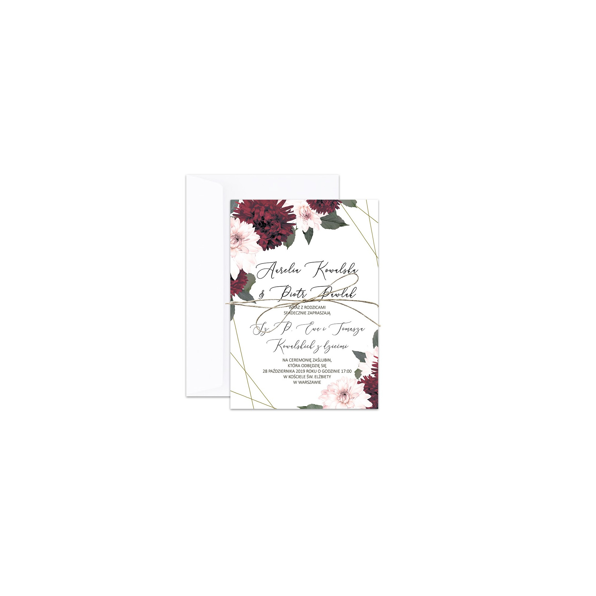 Zawiadomienie o ślubie Rustic Burgundy