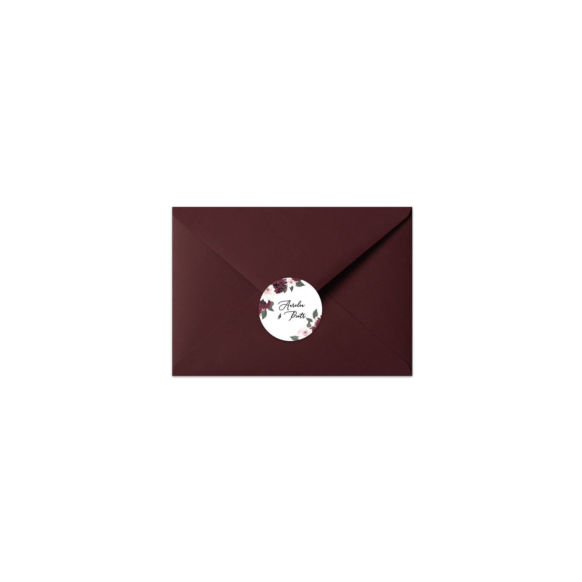 Naklejka / zaklejka na kopertę 24szt Rustic Burgundy
