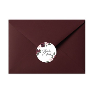 Naklejka / zaklejka na kopertę 24szt Rustic Burgundy