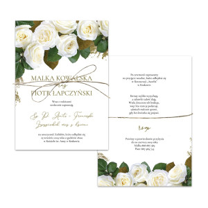 Zaproszenie ślubne jednokartkowe dwustronne Elegant Rose