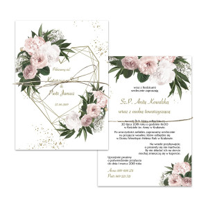 Zaproszenie ślubne jednokartkowe dwustronne Floral Heart