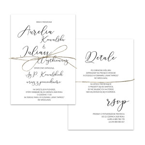 Zaproszenie ślubne jednokartkowe dwustronne Romantic Caligraphy